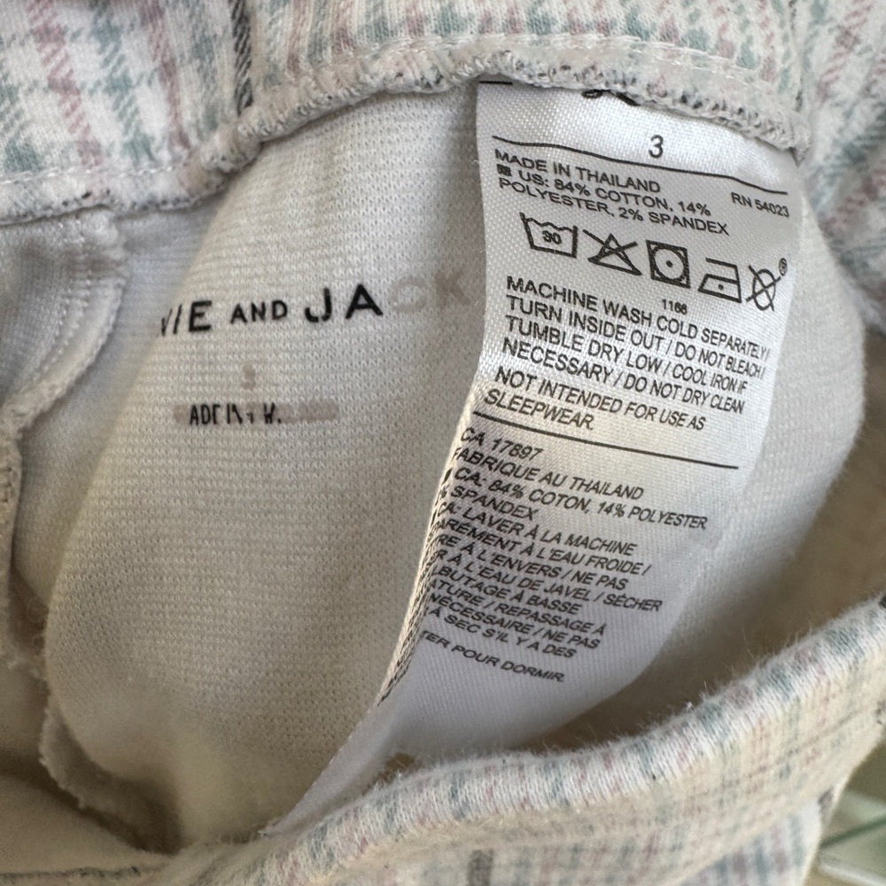 Janie and Jack 3T Girls Gray White Pink Plaid Formal Pants with Beads - Picture 6 of 6